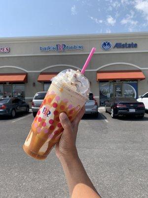 New promo! For a limited time, cappuccino blasts for $4 small, $5 medium, or $6 large. Large turtle blast shown here.