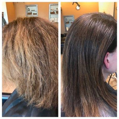 Before & After....
 A beautiful keratin treatment that lasts months!