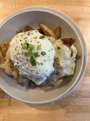 Smothered chicken biscuit