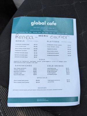 Here is her menu. The food is so good!