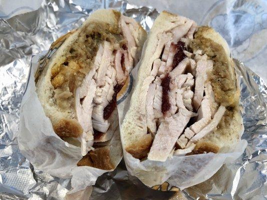 Thanksgiving Sandwich on white bread - $10.25.