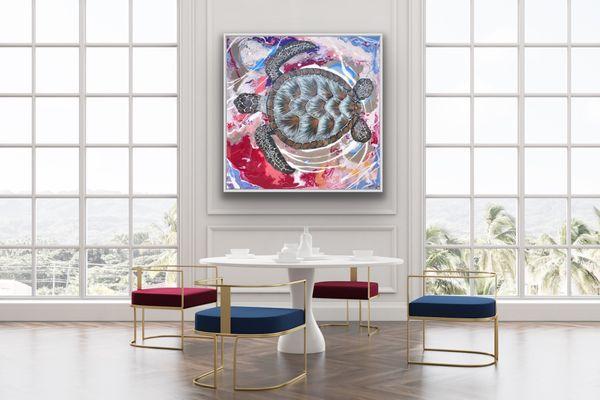 Original Painting Titled " Turtle Reef" by Crystal Dombrosky -Elegant and Vibrant colors to brighten up any living space