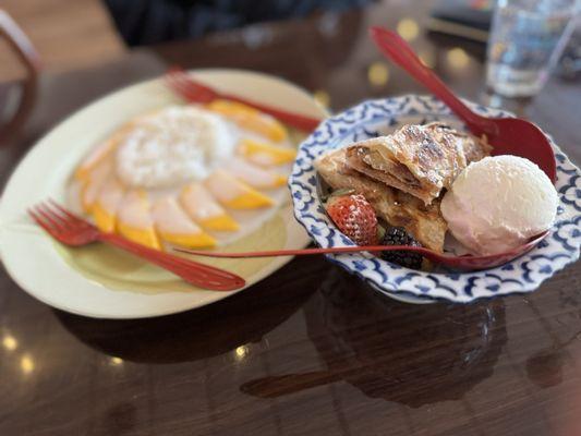 Mango sticky rice + roti milk roll