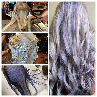 Light purple !!! This was achieved by using @guytang_mydentity, @schwarzkopfusa blonde me.