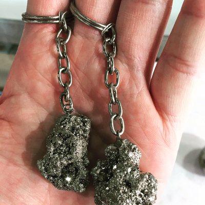 New pyrite keychains! Pyrite is a stone of prosperity and protection!