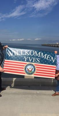 Our beautiful banner to welcome home our sailor (: we are German hence the 'welcome' in our language.