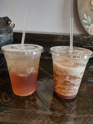 Strawberry Acai refresher and Strawberry Smoothie