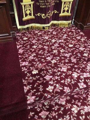 NYC Carpet cleaning in a shul ,fabric reconditioning,color restoration,sanitizing and disinfection ,Carpet cleaning ,after photo