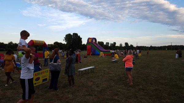 2018-07-12. Macomb Corners Park. Macomb, MI. Music in the Park Night. Benches for the parents/guardians to watch their kids... nice touch.