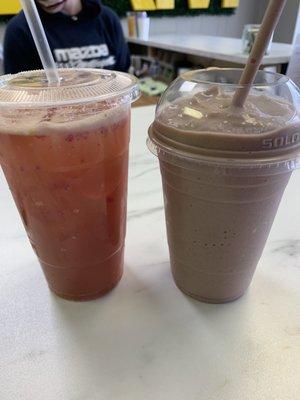 Skittles tea, chocolate banana shake