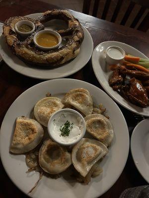 Jumbo Pretzel, House Wings, Pierogi.