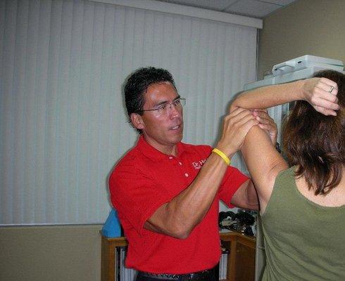 Dr. Hoffart fixing a chronic elbow complaint with Active Release Technique.