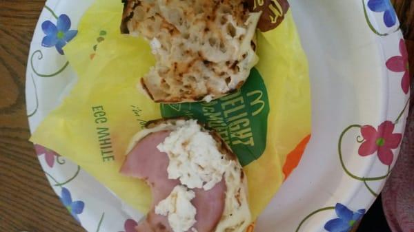 This is what I was given today. It was suppose to be an egg white mcmuffin. Not impressed.