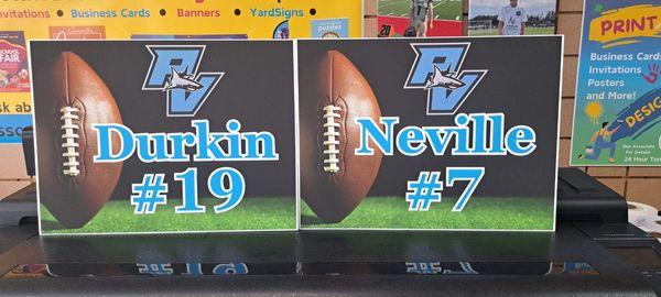 Let us print your sports players outdoor yard signs! We can custom design one for you!