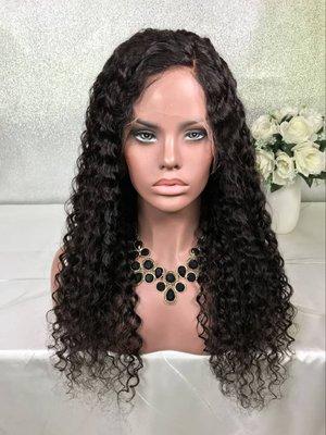 Indian water curls full frontal lace wig human hair