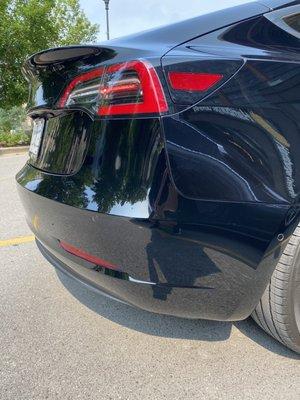 My Model 3's bumper looks great after Midwest Autobanhd replaced the scratched protective expel wrap.