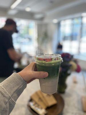 Strawberry Matcha with Oat Milk