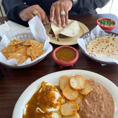 Huevos Rancheros & Barbacoa Tacos