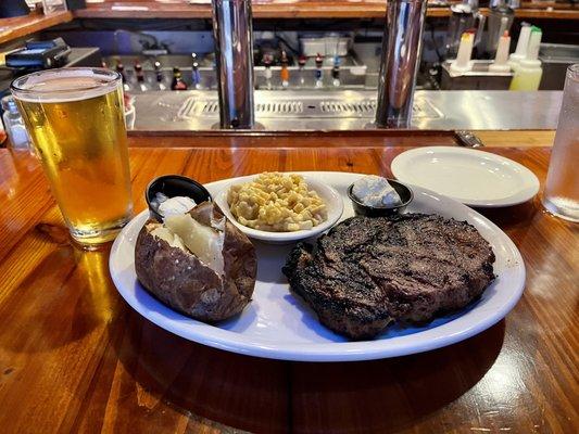 Ribeye, Baked Potato and Corn