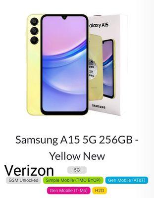 Samsung Galaxy A15 5G 256GB Global Unlocked Verizon/T-Mobile/AT&T/Metro Pcs/Boost/Cricket/Simple Mobile/Straight Talk $300.00