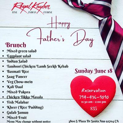 Fathers day Brunch 2023 june 18