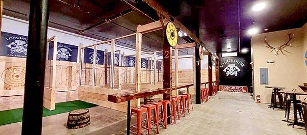 View of our separated throwing bays and viking decor