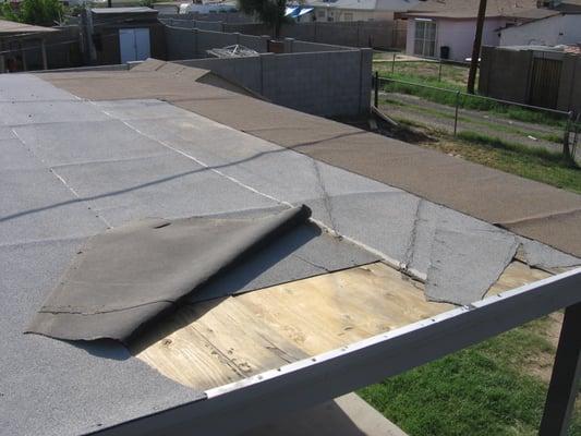 Patio roof with a few (OK, more than a few) defects.