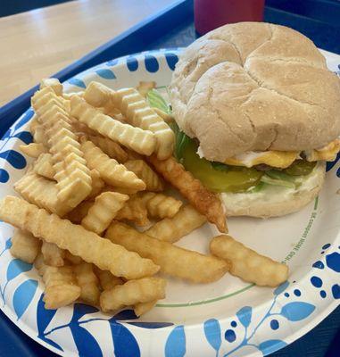 Cheeseburger and fries