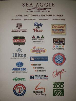 Sponsorship of the Sea Aggie Former Student Network at their annual event.