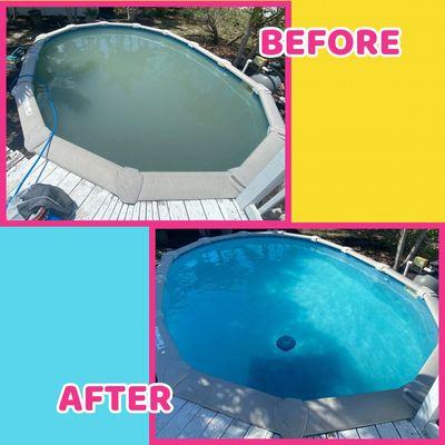 Above ground pool green to clean