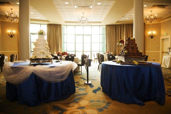 wedding cakes setup in reception hall