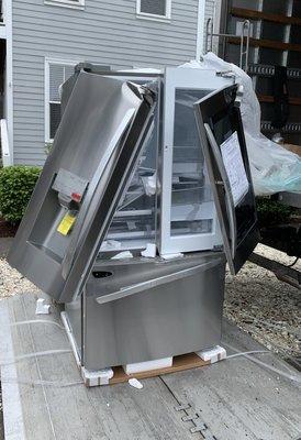 LG Fridge that arrived destroyed from Home Depot!