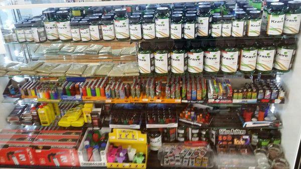 Our lighter and kratom selection.