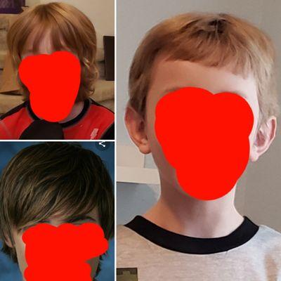 Upper left - hair before Lower left - hair request Right - hair after it dried