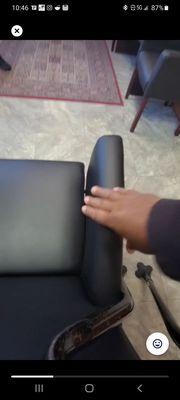 This is one of the broken chairs.. the arm is separated from the seat..I made a video