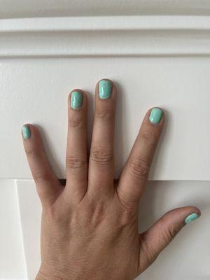 Pot marks and streaks on gel manicure.