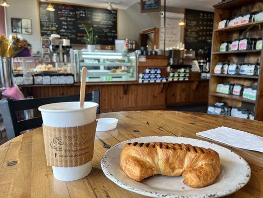 Croissant and cappuccino