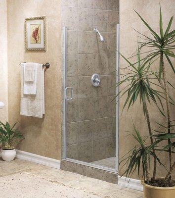 Semi-Frameless Swinging Shower Door Brushed Nickel Clear Glass