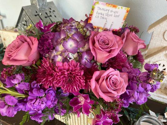 Beautiful purple explosion of flowers! Exactly what I wanted to send my friend.