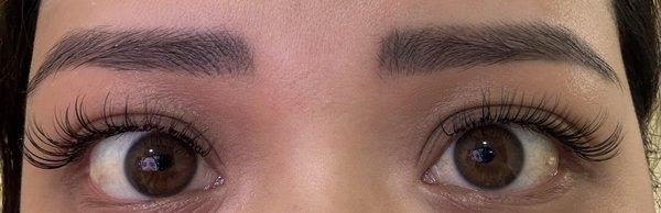 Brow Arch Wax and classic lash extensions with lash lift (before extensions)