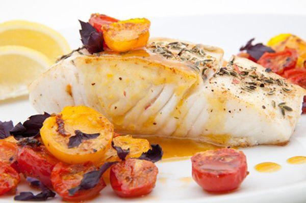 Halibut with gorgeous summer tomatoes