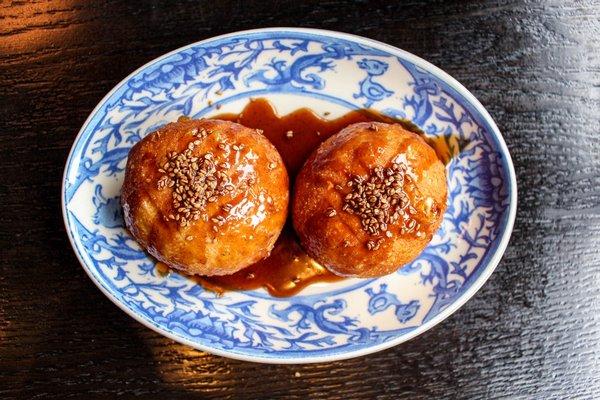 Chocolate-filled bao buns.