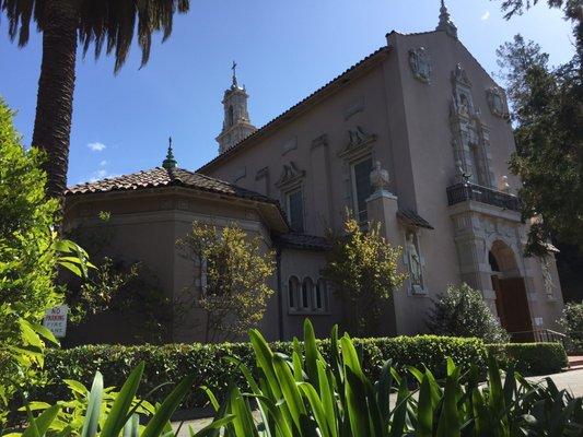 Chapel facade of the Carmelite Monastery in Santa Clara, CA in the early springtime.