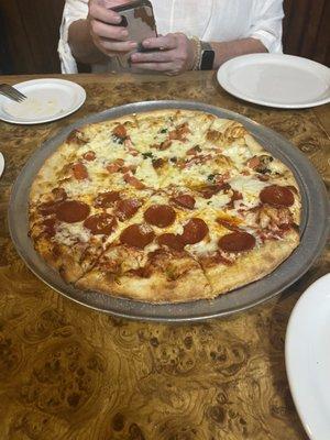 Half pepperoni and margarita.