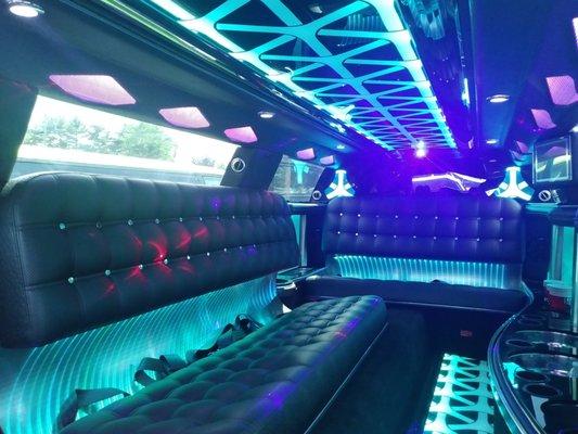 Interior of "Knight Rider" 10 Passenger Black C-300 Stretch Limo