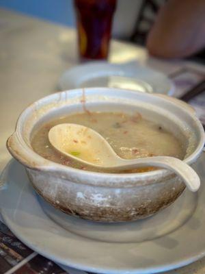 congee in claypot - Garden Cafe's specialty