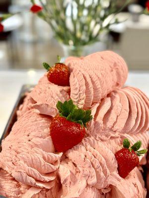 Strawberry Lemon sorbet, totally made from fresh fruit and without any dairy!