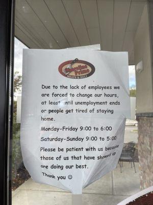 This is posted at their front door and on the deli counter.