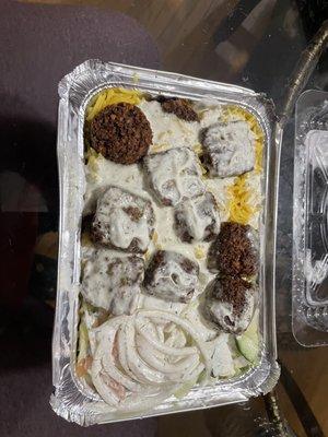 Falafel Over Rice with Free Can Soda (I got water)