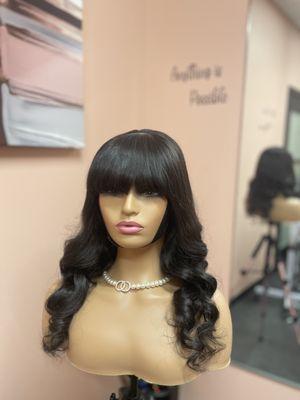 Closure wig with bangs